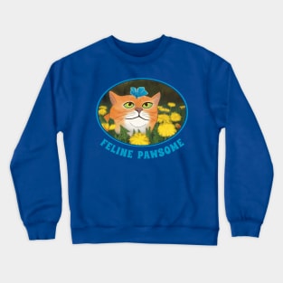 Feline Pawsome – adorable illustration of a tabby cat with a butterfly on his head Crewneck Sweatshirt